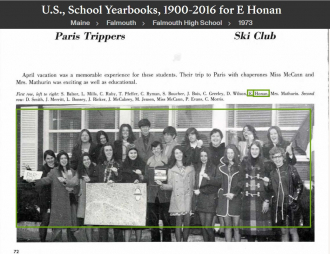 Ellen Maureen Honan-Curry--U.S., School Yearbooks, 1900-2016(1973)Paris Trippers
