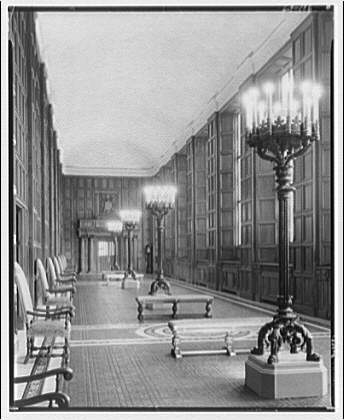 Folger Library interiors. Exhibition hall at Folger...