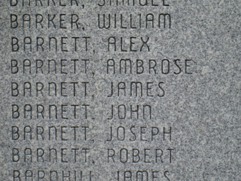Barnetts on plaque @ Ft. Boonesborough, KY