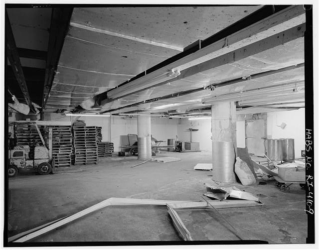 9. Interior view of first floor, facing southwest in a...