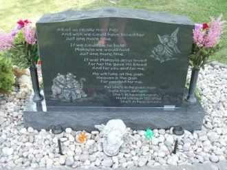 Makayla Lee Lasiewicz Headstone back, Wisconsin 1998