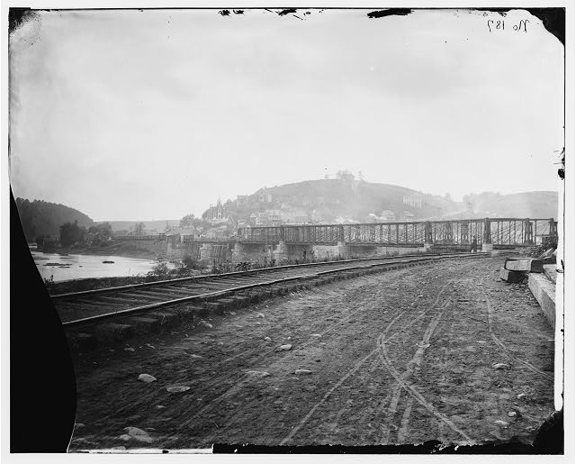 [Harper's Ferry, W. Va. View of the town and railroad...