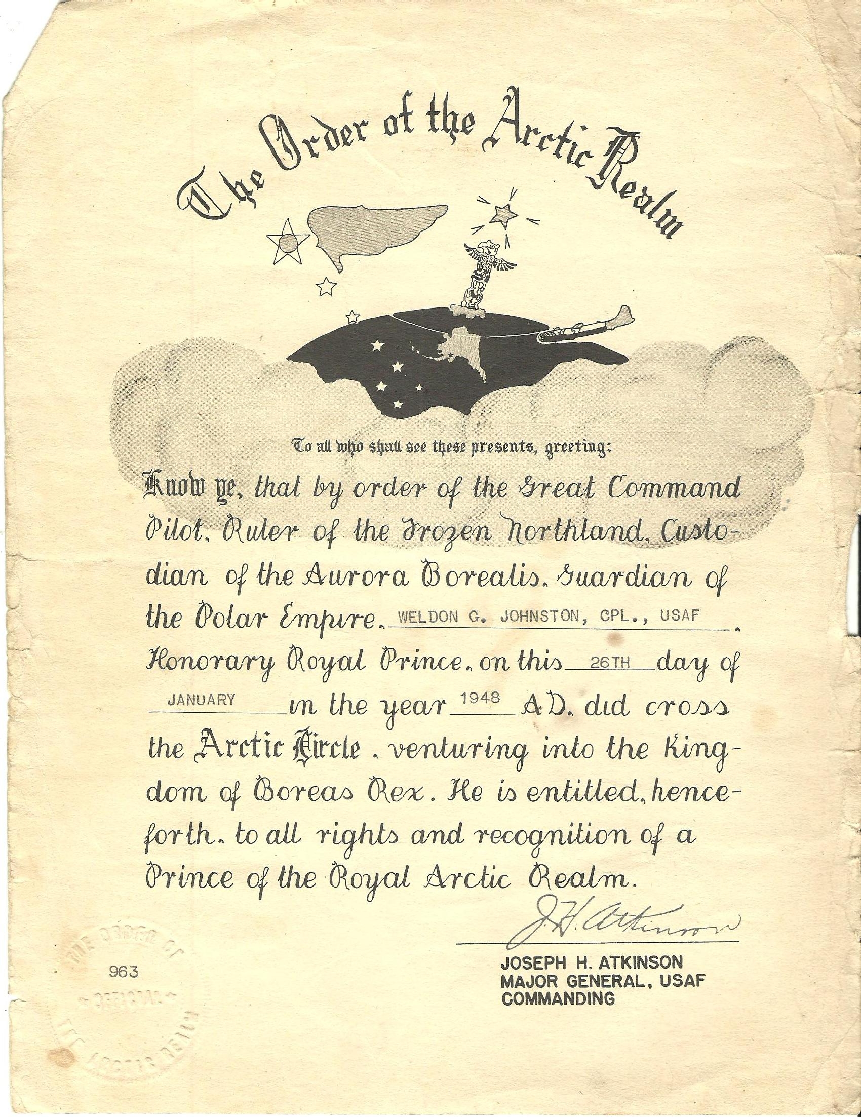 Weldon G. Johnson, Order of Arctic Realm
