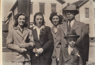Willard "Sonny" Vrooman, his wife, Arbutus Getman Vrooman, and their children, Luella, Maryland and Bruce.