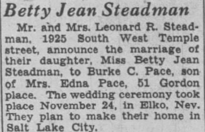 Betty Jean Steadman- Wedding Announcement 