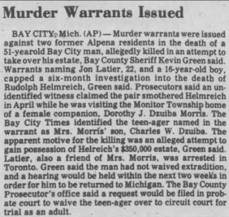 Murder Warrants Issued
