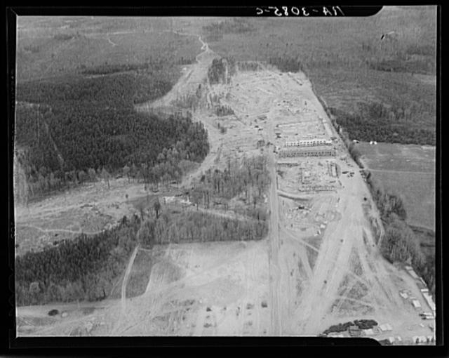 Aerial view of construction at Greenbelt, Maryland, taken...