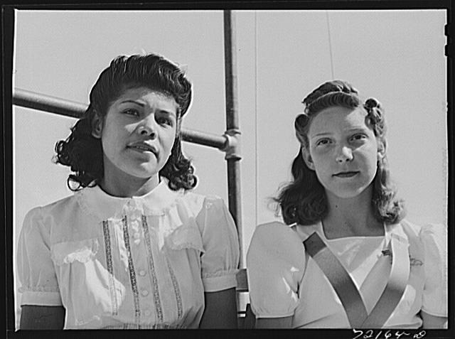 Members of the schoolchildren's victory chorus at the...
