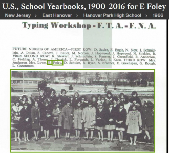 Eileen Catherine Foley-Rough--U.S., School Yearbooks, 1900-2016(1966) Typing Workshop
