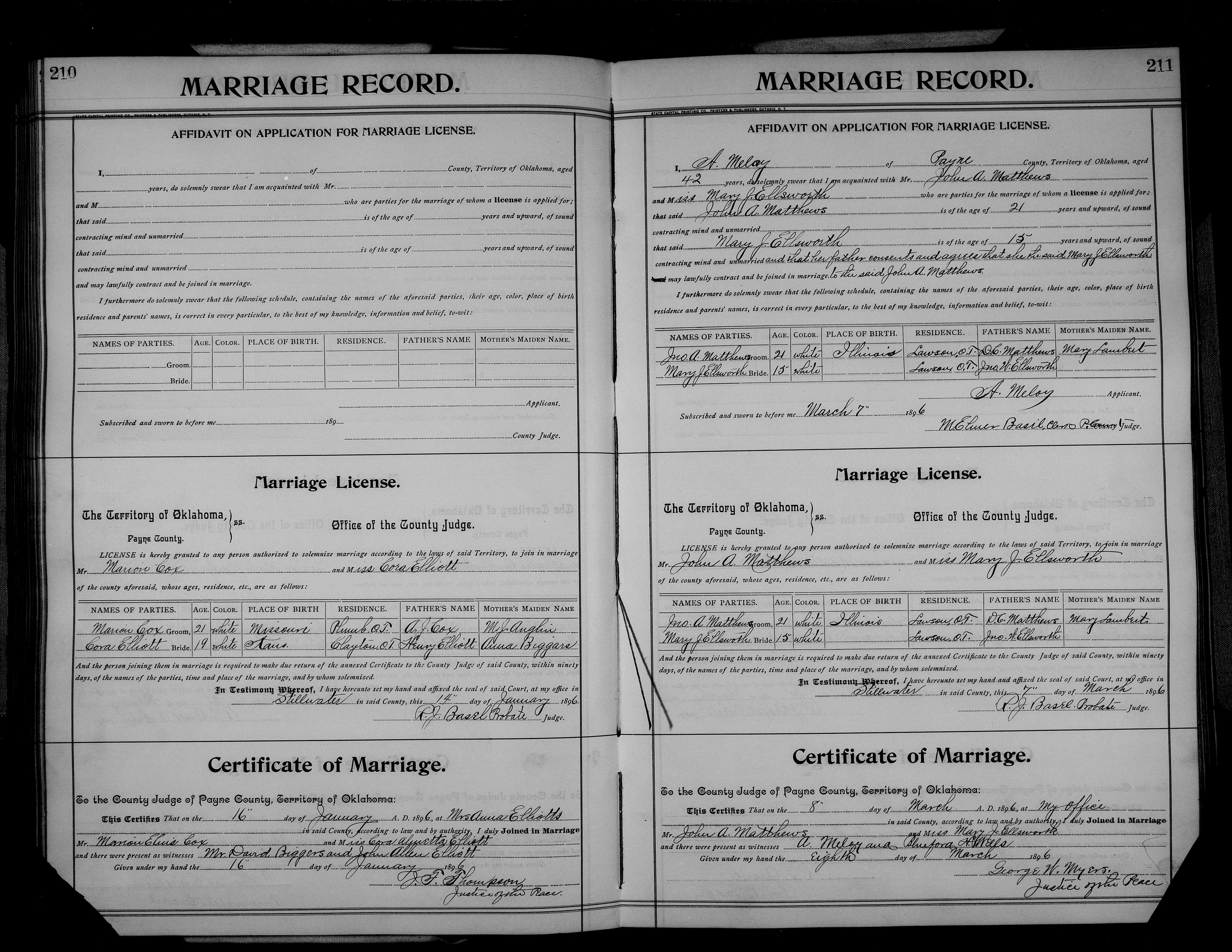  John Abner Mathis/ Mathews 1st Marriage