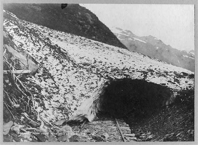 Snow slide near mile 53 of A.N. Railway