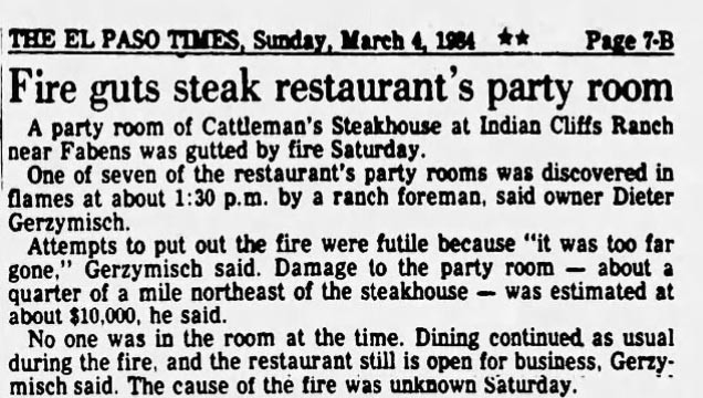 Dieter Gerzymisch, Cattleman's Steakhouse