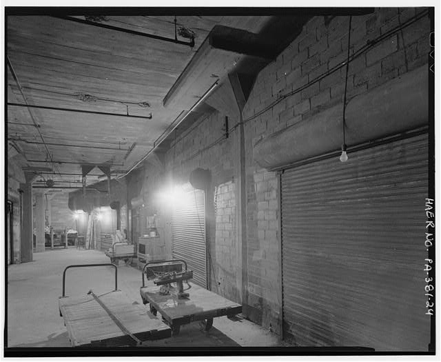 Detail of 3rd floor boxcar loading dock in 1945 warehouse...