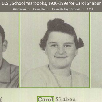 Carol Lee Shaben-Wentz--U.S., School Yearbooks, 1900-1999(1957)