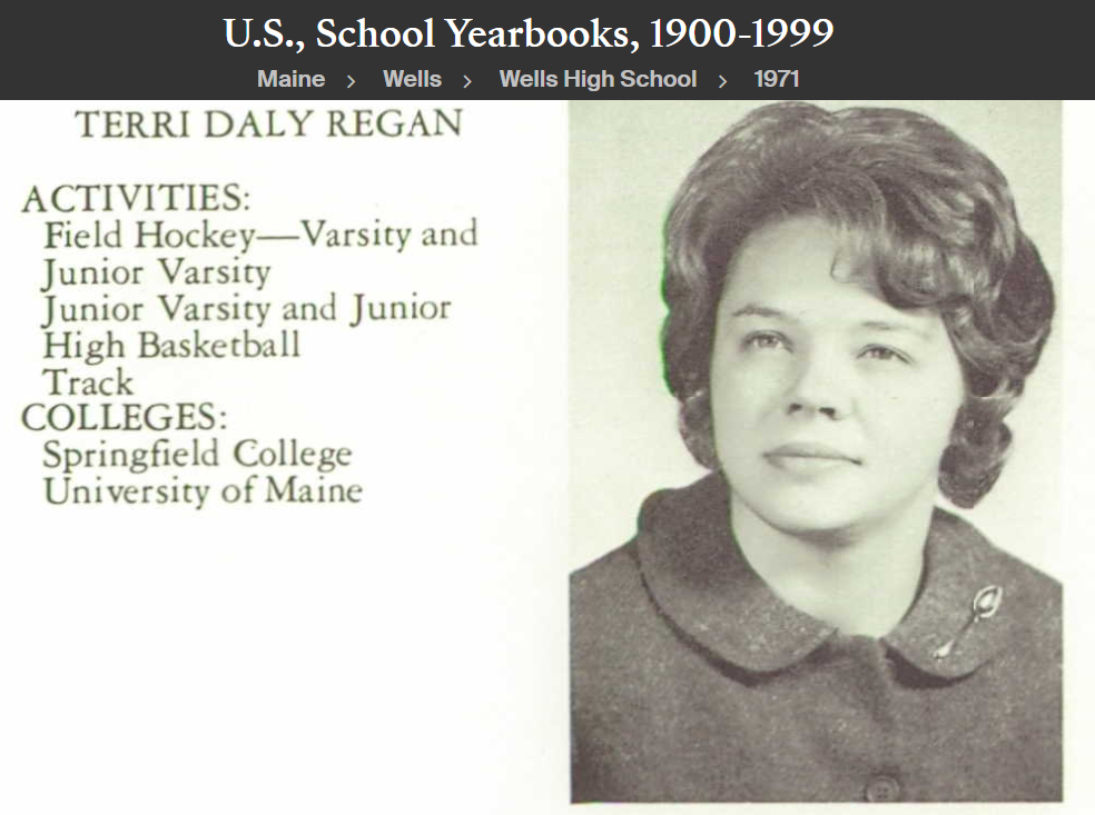 Terri Jean Daly-Regan--U.S., School Yearbooks, 1900-1999(1971)Teacher phys. Ed.