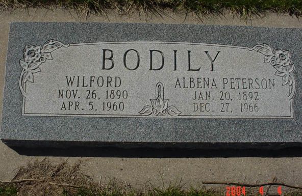 Wilford and Albena Bodily Headstone