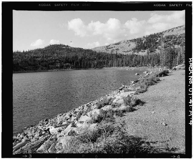 4. VIEW SHOWING CREST AND DOWNSTREAM FACE OF DAM, LOOKING...