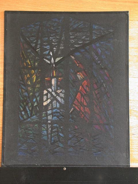 [Design drawing for stained glass window with highly...