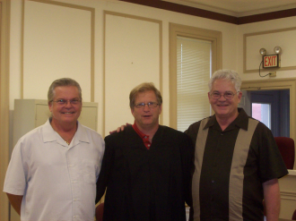 Harry, the Judge, & Bob on their legal wedding day