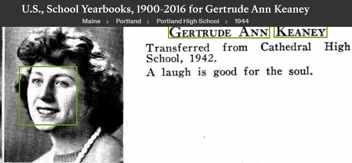 Gertrude Ann Keaney-Foley--U.S., School Yearbooks, 1900-2016(1944)
