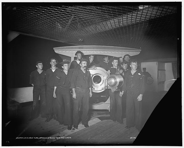 U.S.S. New York, breech of 8 inch gun and crew