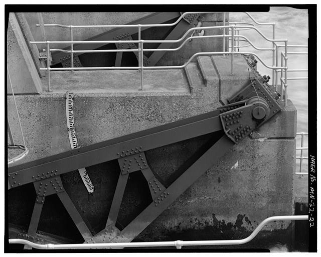 22. DETAIL VIEW OF TAINTER GATE, SHOWING GATE GAUGE,...