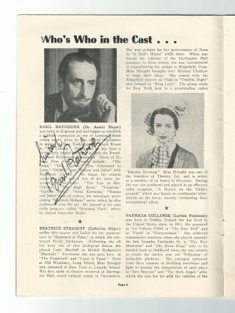 Basil Rathbone autograph