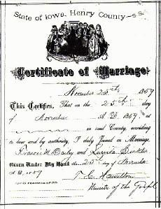 Dailey/Sickler Marriage Certificate
