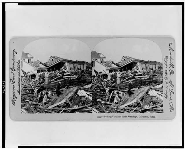 Seeking valuables in the wreckage, Galveston, Texas
