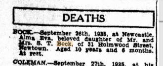 Death Notice - Daily Telegraph 1935