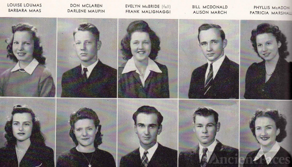 Louise Loumas and Graduating Seniors 1945
