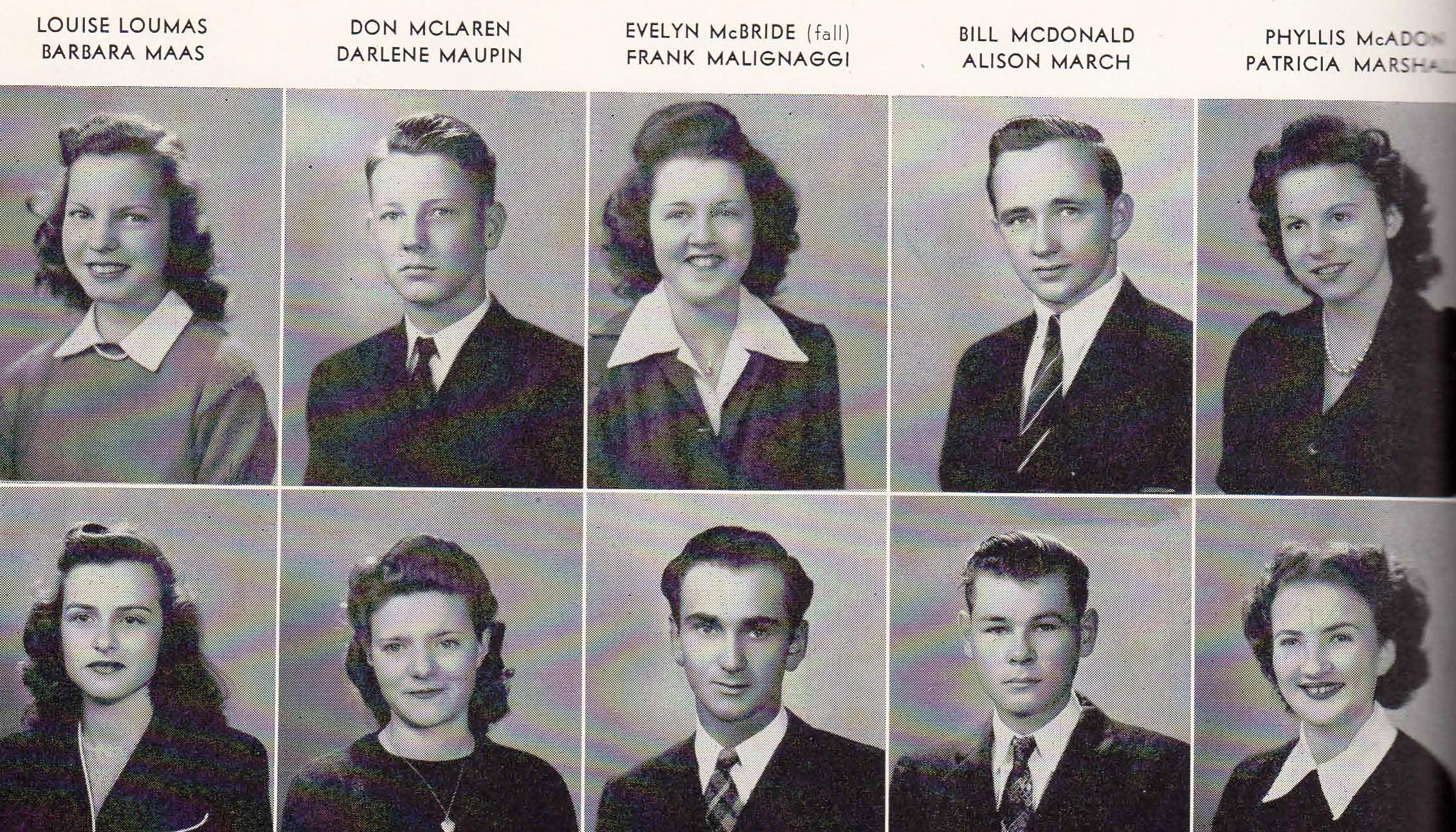 Louise Loumas and Graduating Seniors 1945