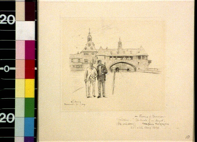 [Two men walking in street]