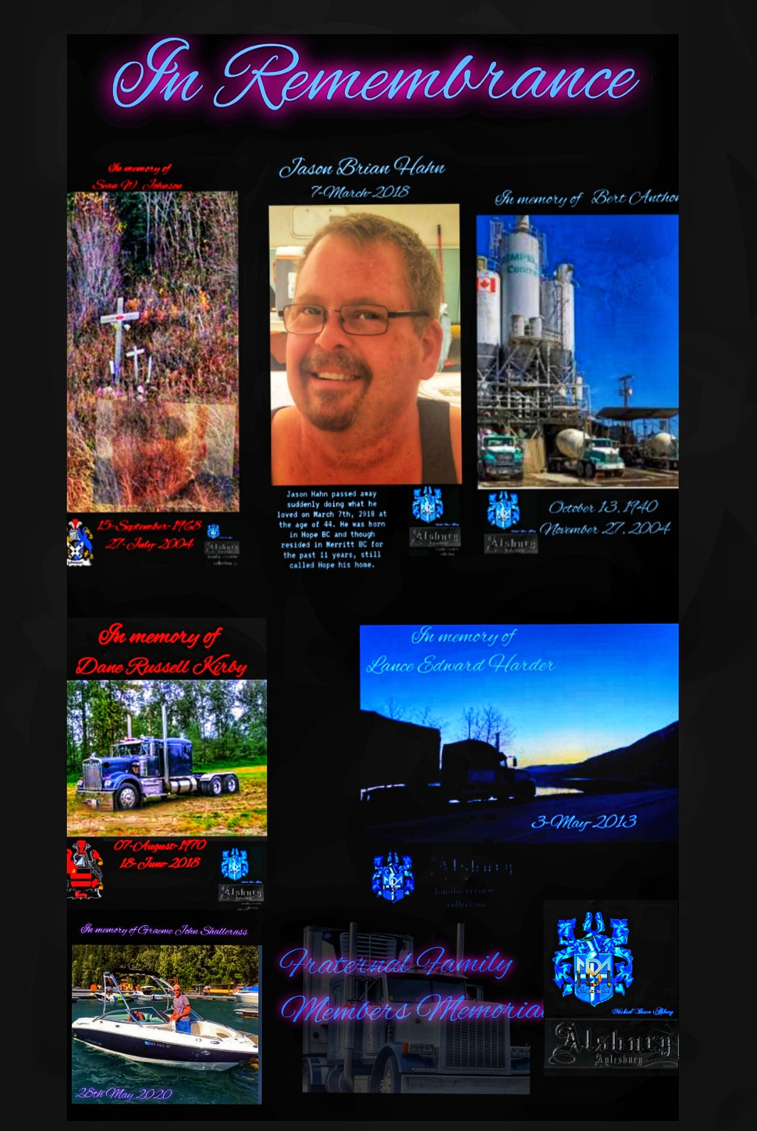 Fraternal Family Members & Coworkers Memorials