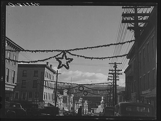 The main street of Derby, Connecticut, decorated for the...