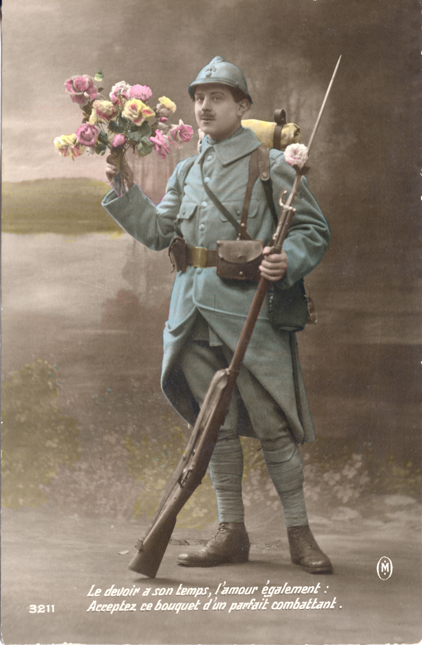 Hand tinted World War I postcard