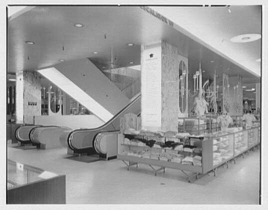 Gimbels, business in Valley Stream, Long Island. Escalator