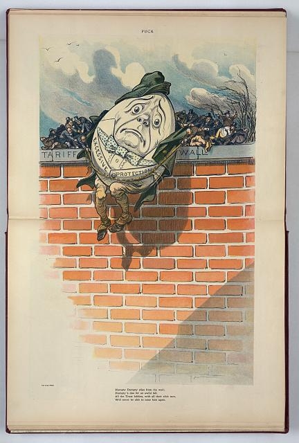 Humpty Dumpty slips from the wall; Humpty's due for an...