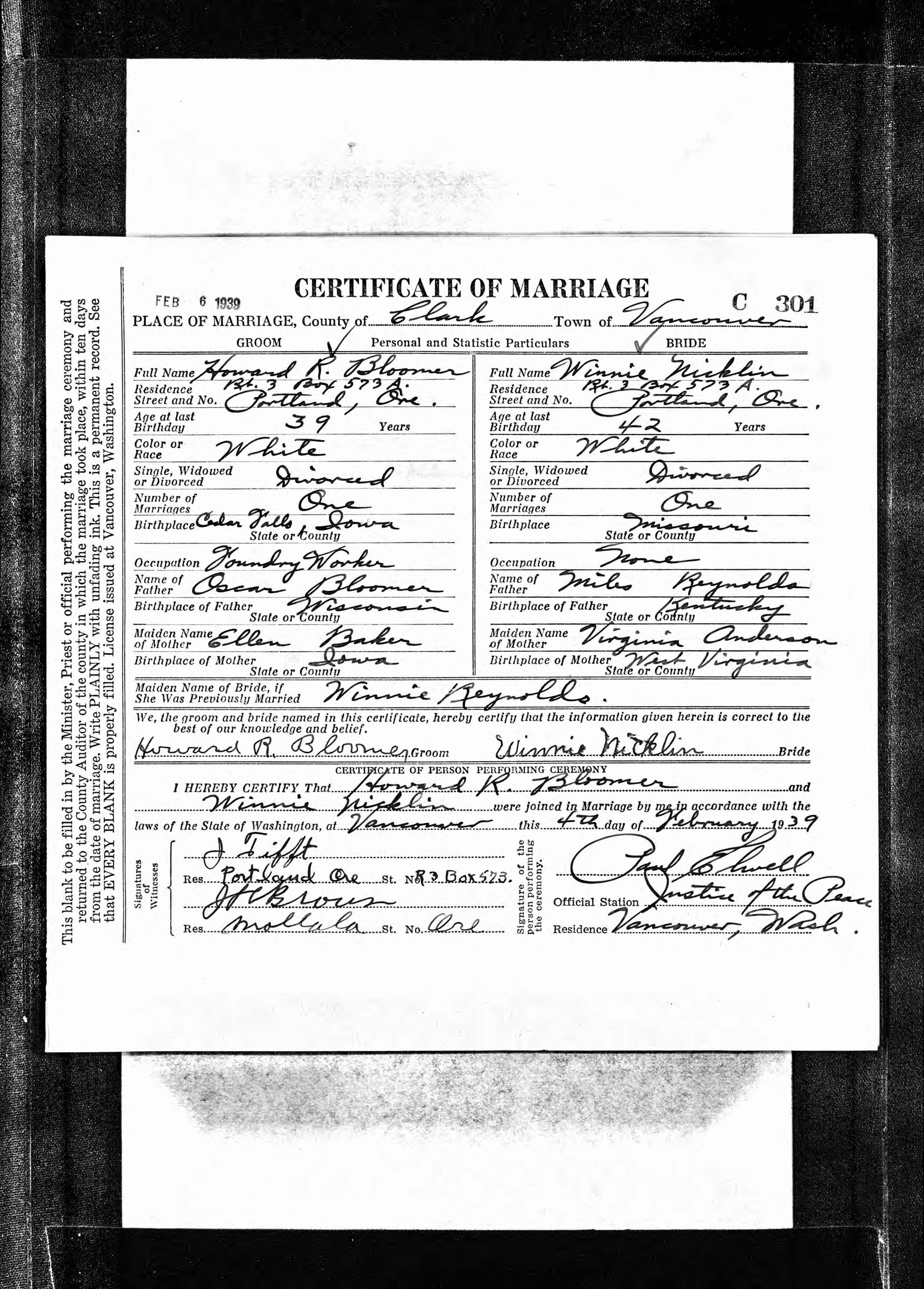 Effie Reynolds Marriage
