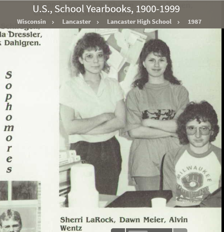 Alvin Orvie Wentz--U.S., School Yearbooks, 1900-1999(1987)Sophomores
