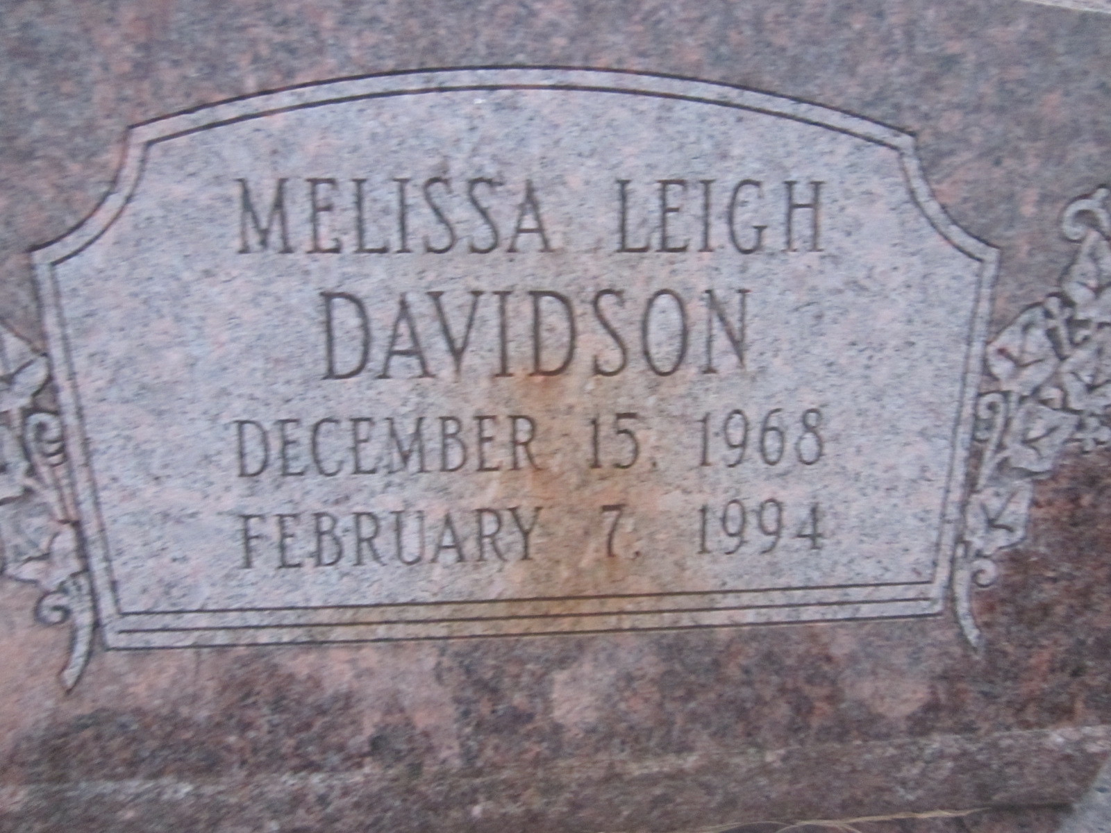 Melissa's headstone