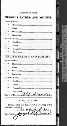 Elizabeth Maryann- Renwick-Donahue--Maine, U.S., Marriage Records, 1713-1922(1886)back