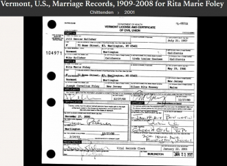 Rita Marie (Foley) --Vermont, U.S., Marriage Records, 1909-2008(22 jan 2001)