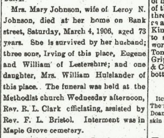 Mary Elizabeth (Oldfield) Johnson obituary