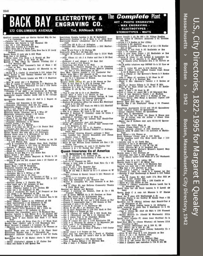 Margaret E. (Hehir) Quealey--U.S., City Directories, 1822-1995(1942)