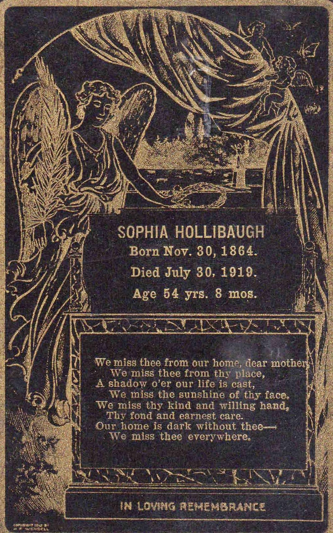 Sophia Hollibaugh Death notice