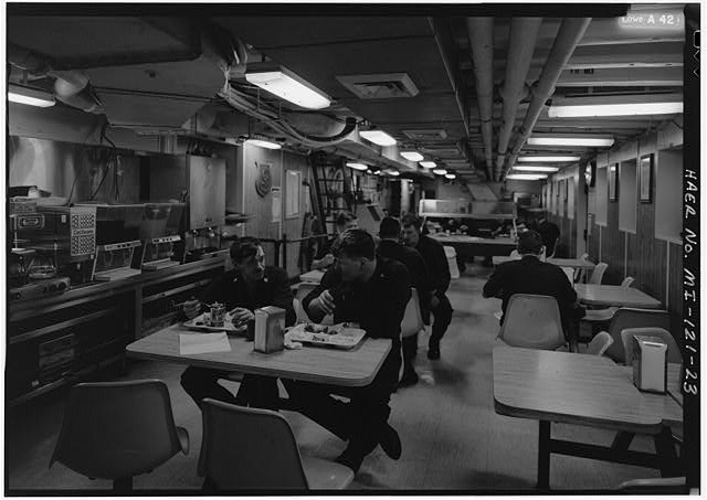 MAIN DECK, CREWS' MESS INTERIOR VIEW, LOOKING AFT - U.S....