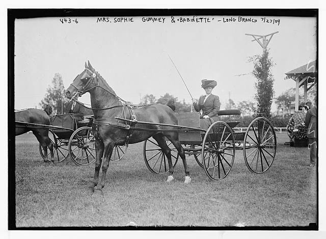 Mrs. Sophie Gummey in horse-drawn hack, drawn by...