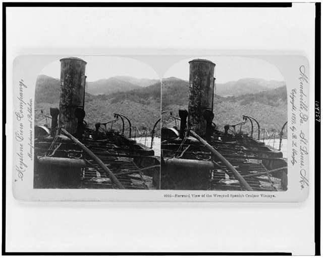 Forward view of the wrecked Spanish cruiser Vizcaya