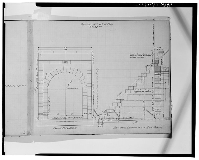 2. 'Tunnel No 6 West End, Front Elevation, Sectional...